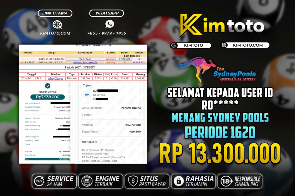 BUKTI PEMBAYARAN MEMBER JP TOGEL SYDNEY DI KIMTOTO USER ID RO