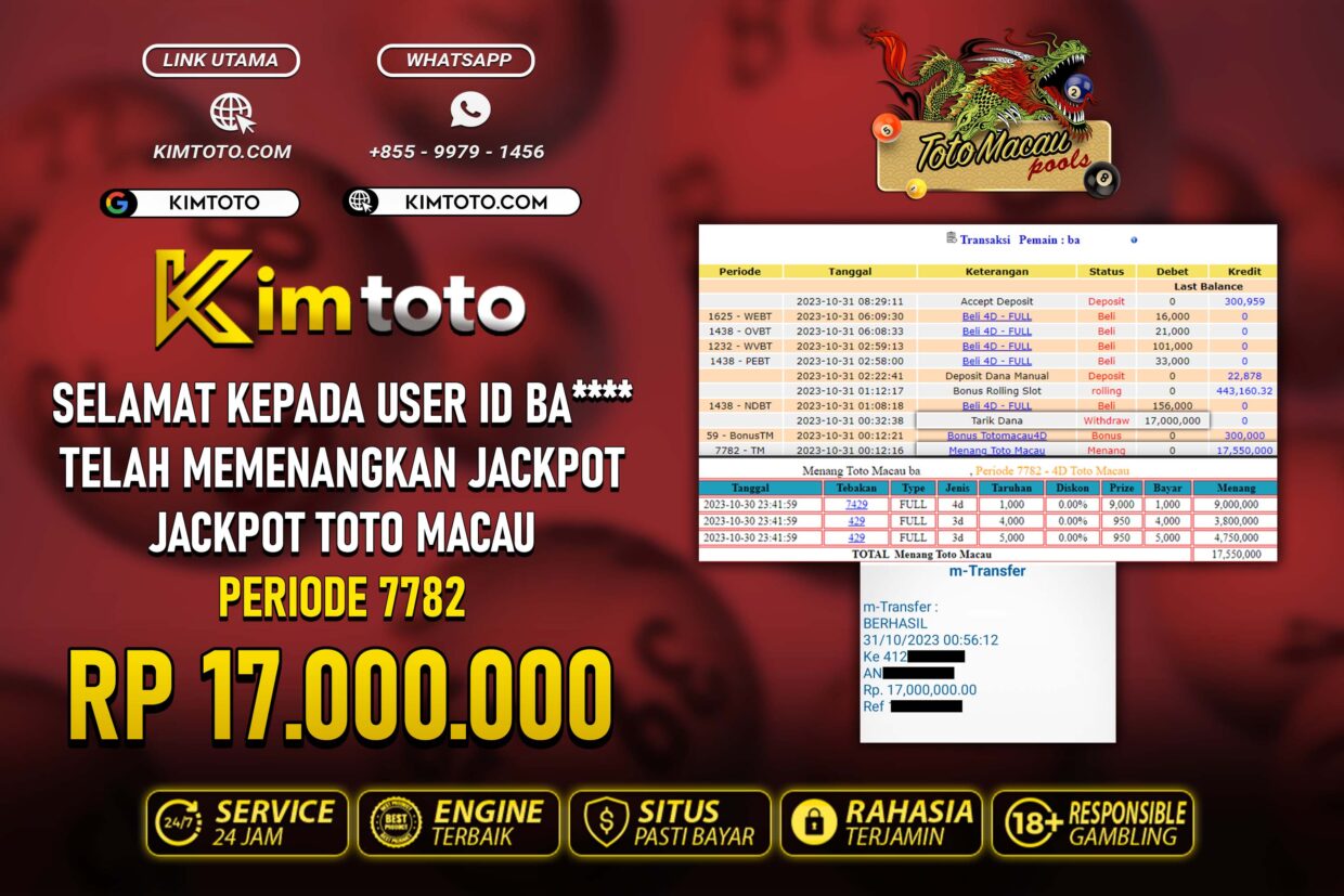 BUKTI PEMBAYARAN MEMBER JP TOGEL TOTOMACAU DI KIMTOTO USER ID BA