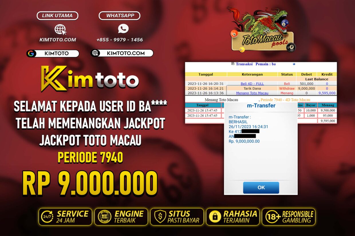 BUKTI PEMBAYARAN MEMBER JP TOGEL TOTOMACAU DI KIMTOTO USER ID BA