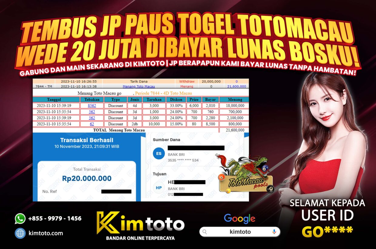 BUKTI PEMBAYARAN MEMBER JP TOGEL TOTOMACAU DI KIMTOTO USER ID GO