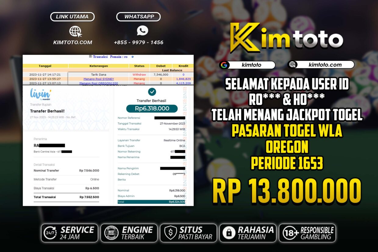 BUKTI PEMBAYARAN MEMBER JP TOGEL WLA DI KIMTOTO USER ID RO