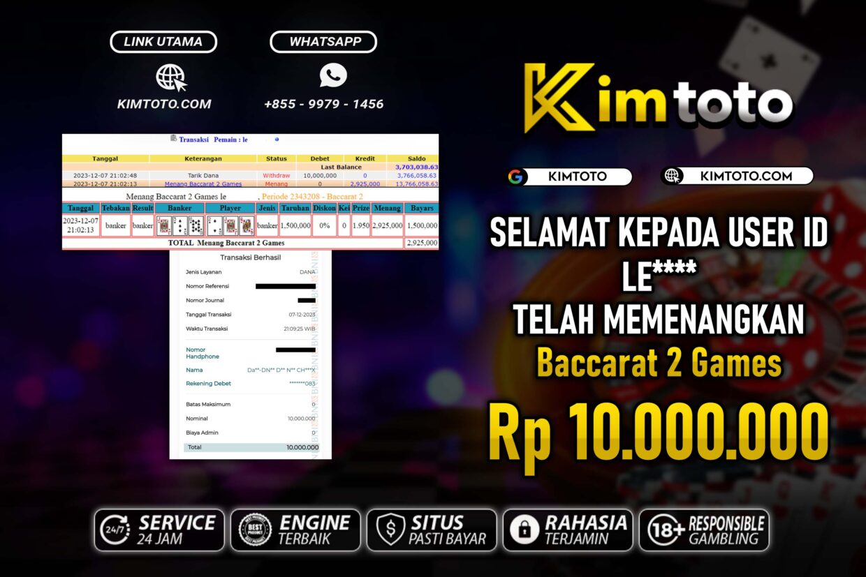 BUKTI PEMBAYARAN MEMBER JP LIVECASINO DI KIMTOTO USER ID LE