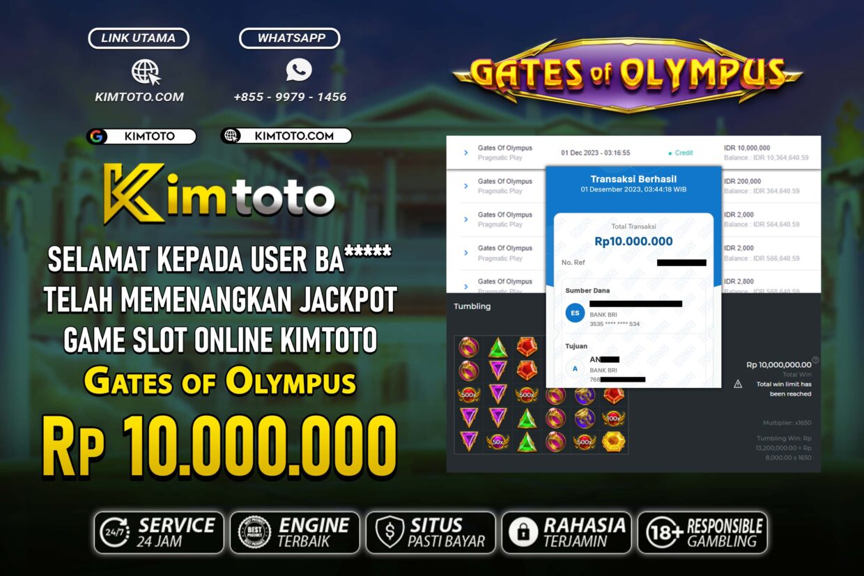 BUKTI PEMBAYARAN MEMBER JP SLOT ONLINE DI KIMTOTO USER ID BA