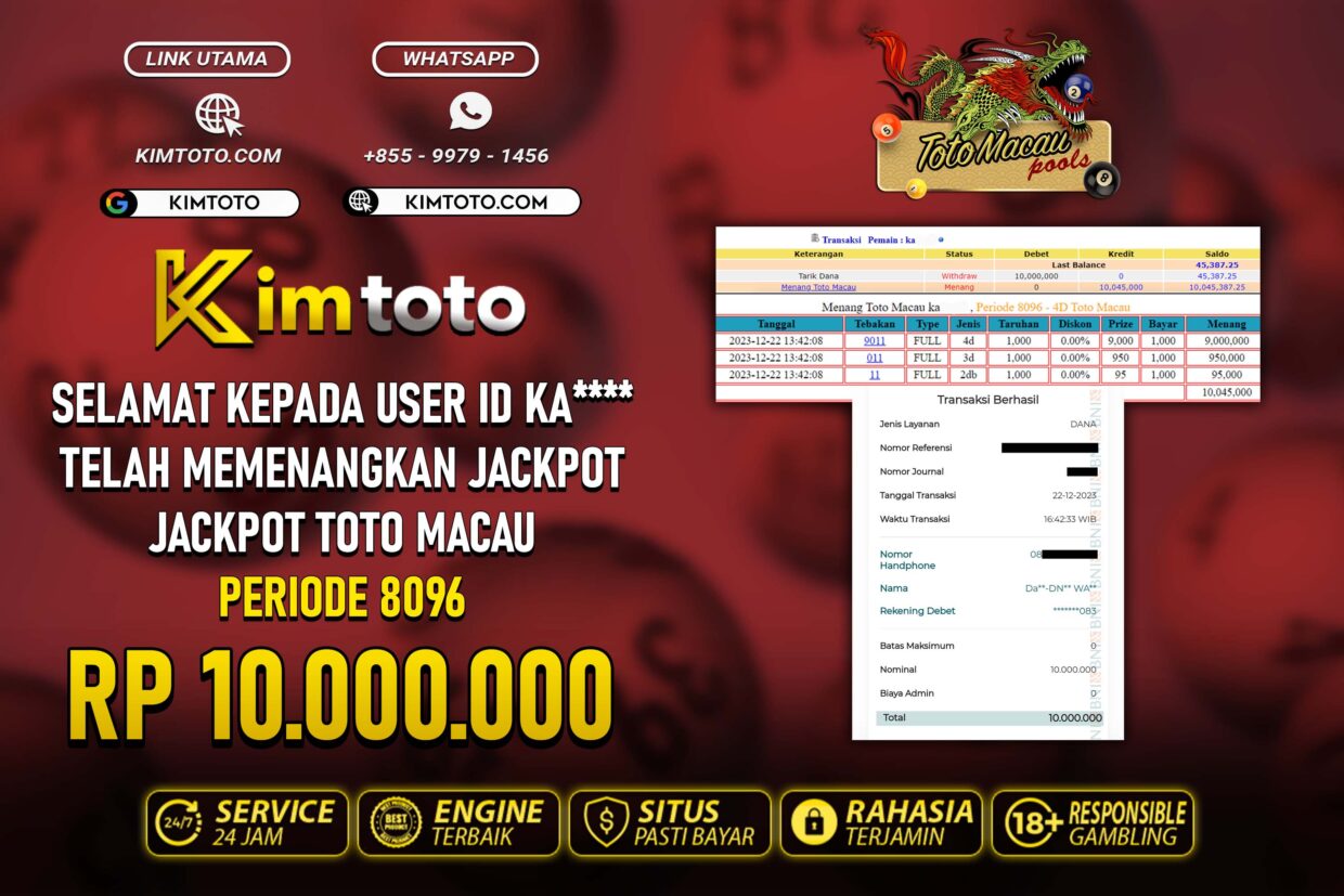 BUKTI PEMBAYARAN MEMBER JP TOGEL TOTOMACAU DI KIMTOTO USER ID KA