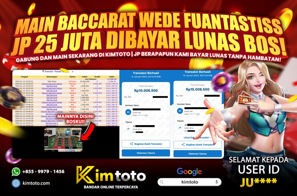 BUKTI PEMBAYARAN MEMBER JP LIVECASINO DI KIMTOTO USER ID JU