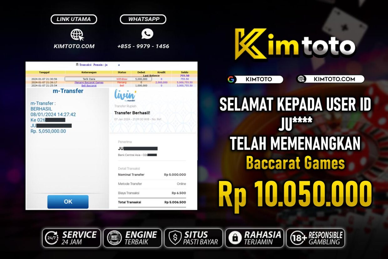 BUKTI PEMBAYARAN MEMBER JP LIVECASINO DI KIMTOTO USER ID JU