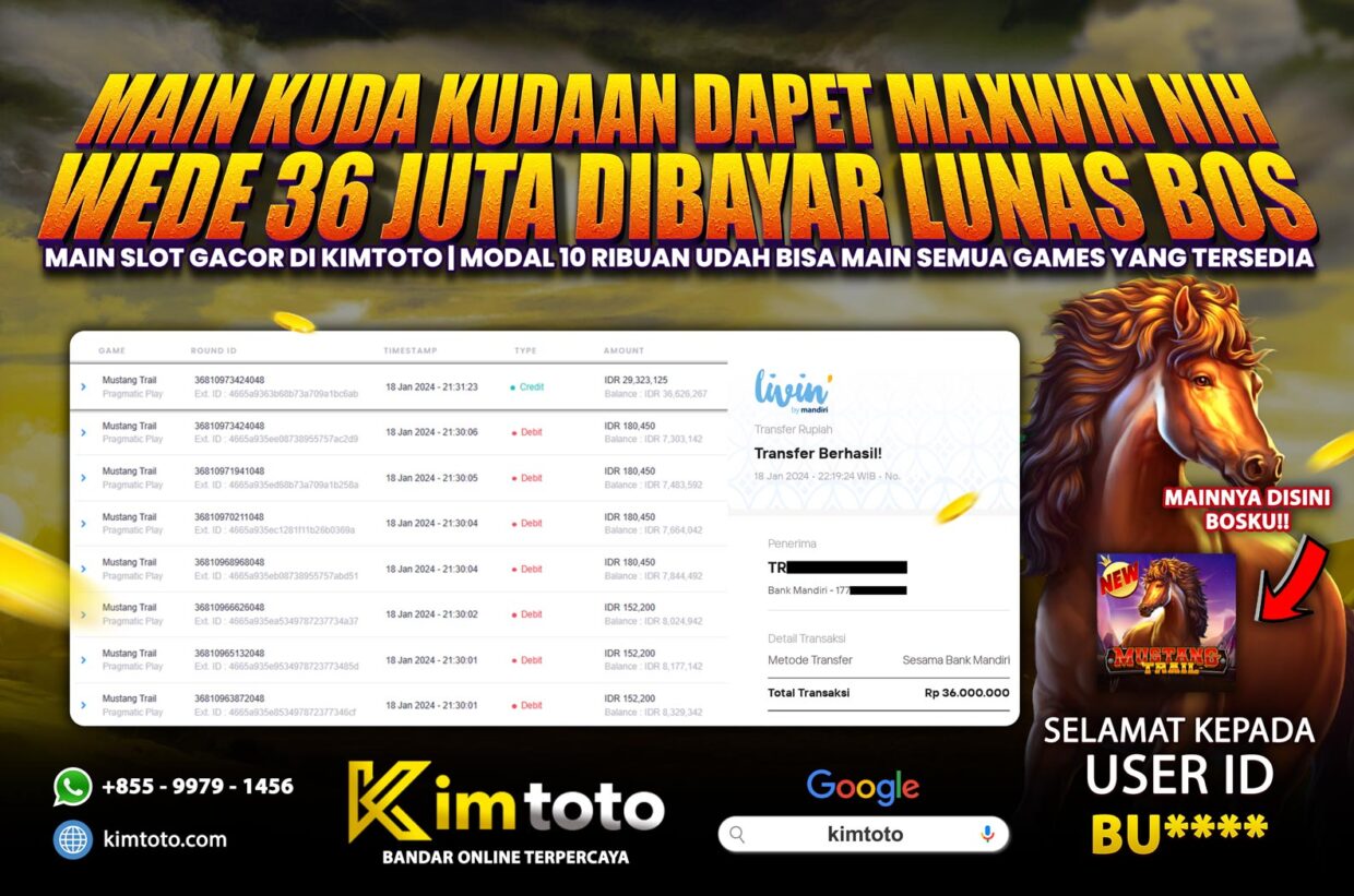 BUKTI PEMBAYARAN MEMBER JP SLOT ONLINE DI KIMTOTO USER ID BU