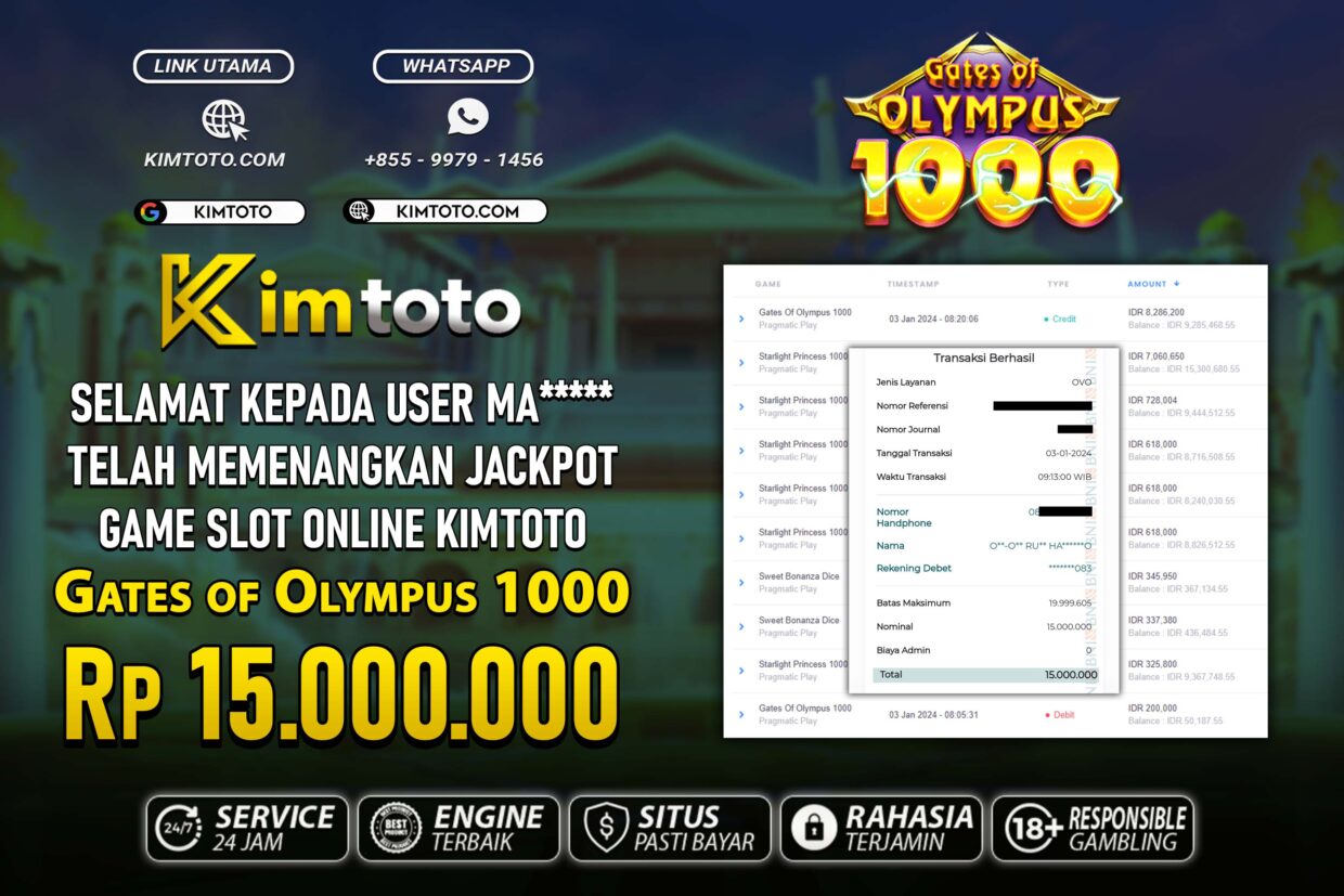 BUKTI PEMBAYARAN MEMBER JP SLOT ONLINE DI KIMTOTO USER ID MA