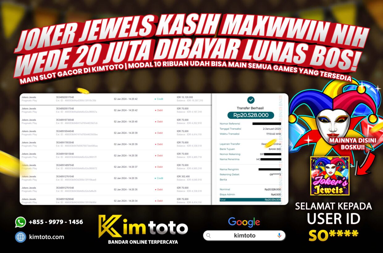 BUKTI PEMBAYARAN MEMBER JP SLOT ONLINE DI KIMTOTO USER ID SO