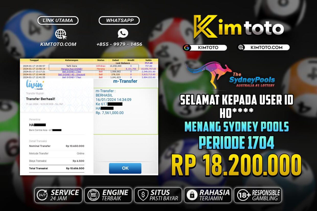 BUKTI PEMBAYARAN MEMBER JP TOGEL SYDNEY DI KIMTOTO USER ID HO