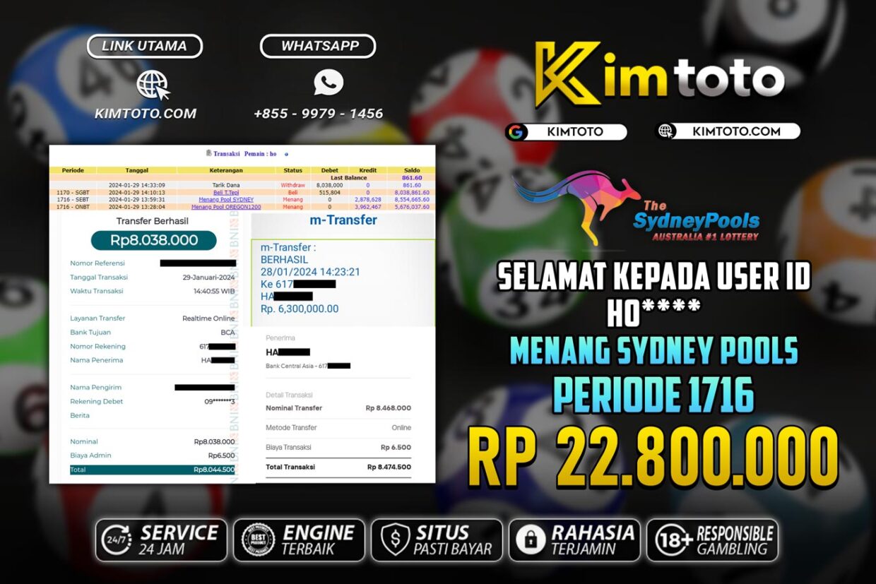 BUKTI PEMBAYARAN MEMBER JP TOGEL SYDNEY DI KIMTOTO USER ID HO