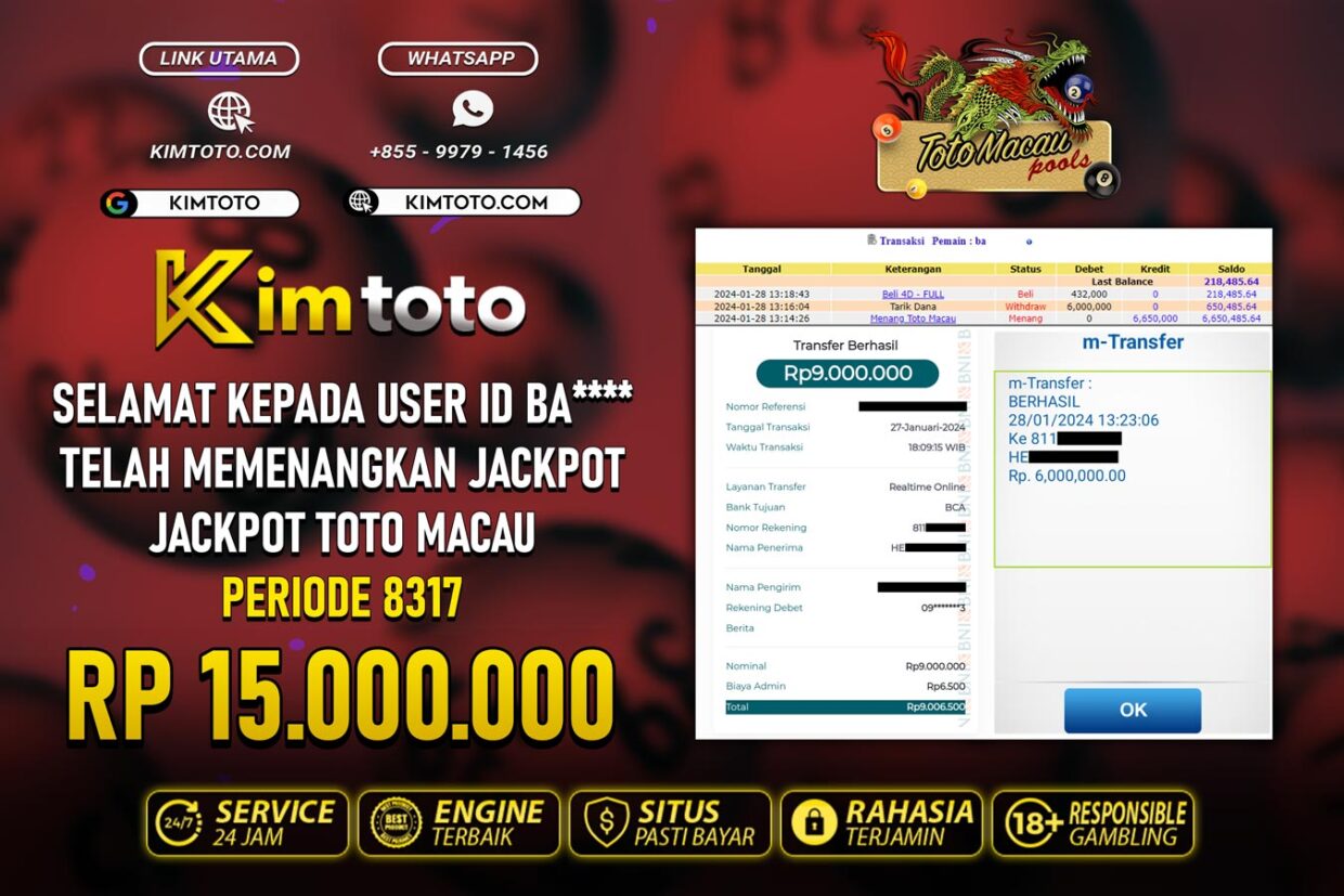 BUKTI PEMBAYARAN MEMBER JP TOGEL TOTOMACAU DI KIMTOTO USER ID BA