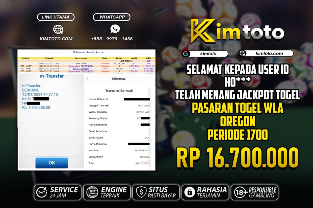 BUKTI PEMBAYARAN MEMBER JP TOGEL WLA DI KIMTOTO USER ID HO