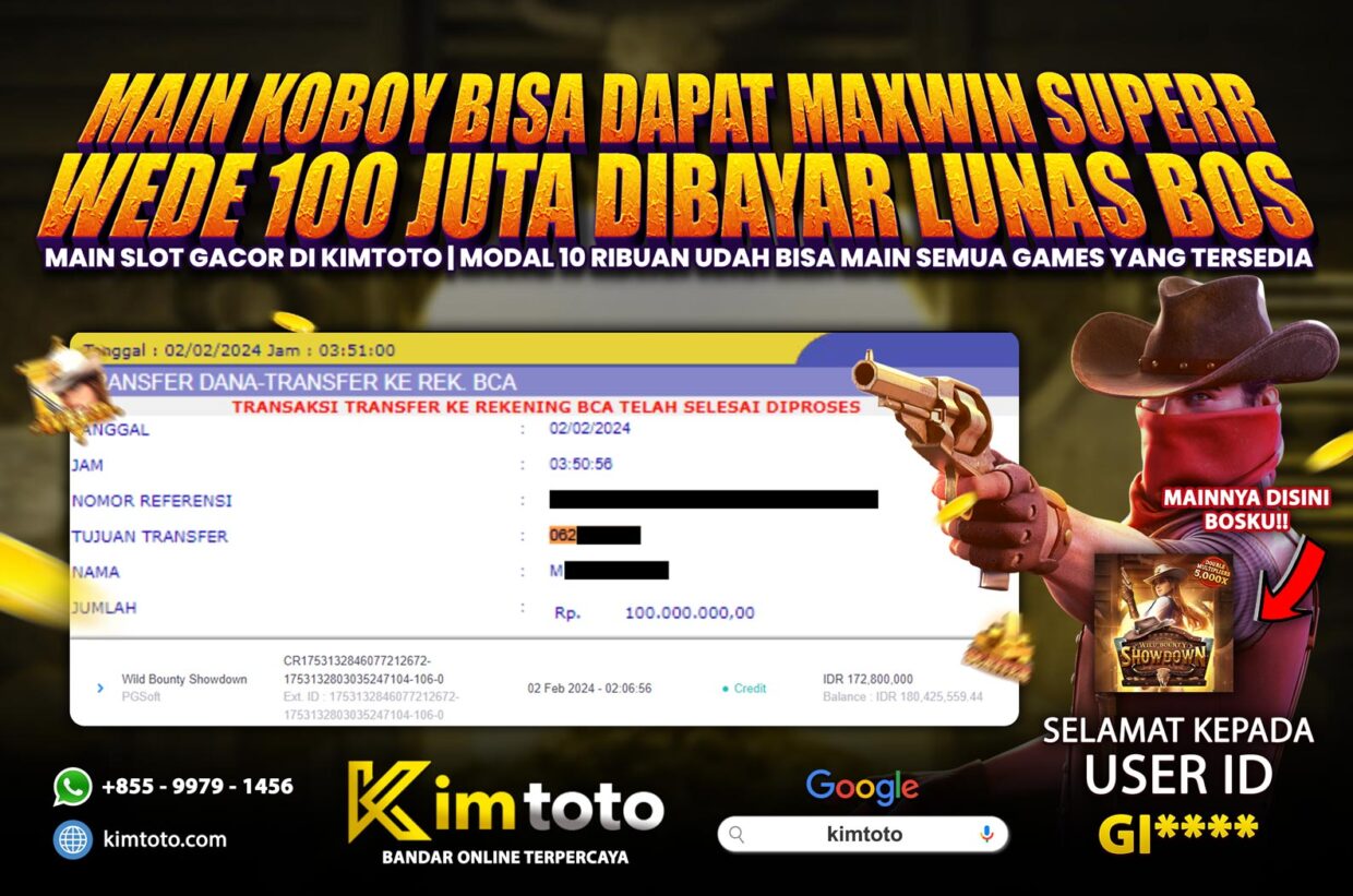 BUKTI PEMBAYARAN MEMBER JP SLOT ONLINE DI KIMTOTO USER ID GI